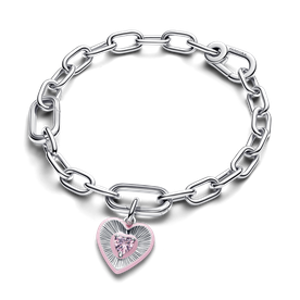 Pandora Sugárzó rózsaszín szív ezüst függő charm - 794409C01