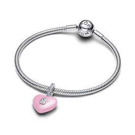 Pandora Pink kerámia szív ezüst charm - 794424C01 Pandora Pink kerámia szív ezüst charm - 794424C01