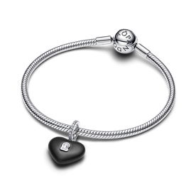Pandora Fekete kerámia szív ezüst charm - 794424C02 Pandora Fekete kerámia szív ezüst charm - 794424C02