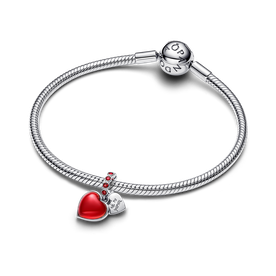 Pandora Piros muránói üveg dupla ezüst charm - 794429C01 Pandora Piros muránói üveg dupla ezüst charm - 794429C01