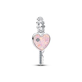 Pandora Opálos szív kulcs ezüst charm - 794427C01 Pandora Opálos szív kulcs ezüst charm - 794427C01