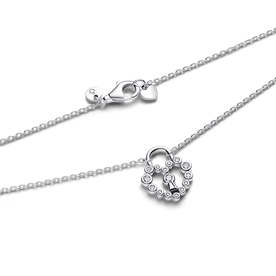 Pandora Szikrázó szív lakat ezüst nyaklánc - 394416C01-50