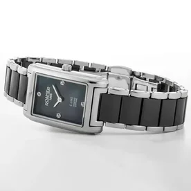 Roamer C-line diamond ezüst-fekete szögletes női óra gyémántokkal - 659845418960