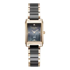 Roamer C-line diamond rose gold-fekete szögletes női óra gyémántokkal - 659845468960