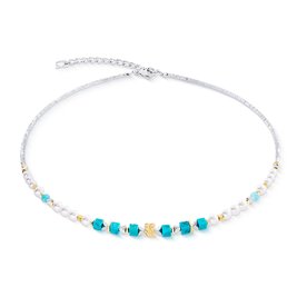 Coeur de Lion Wave cube türkiz-ezüst nyaklánc - 4314/10-0600