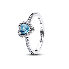 Pandora Halvány kék kiemelt szív ezüst gyűrű - 198421C10-48