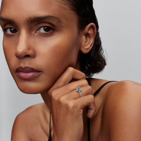 Pandora Halvány kék kiemelt szív ezüst gyűrű - 198421C10-48