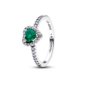 Pandora Sötét zöld kiemelt szív ezüst gyűrű - 198421C07-48 Pandora Sötét zöld kiemelt szív ezüst gyűrű - 198421C07-48