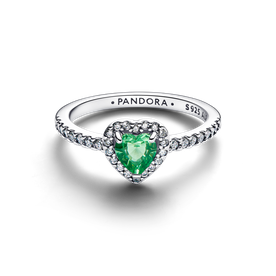 Pandora Menta zöld kiemelt szív ezüst gyűrű - 198421C08-48 Pandora Menta zöld kiemelt szív ezüst gyűrű - 198421C08-48
