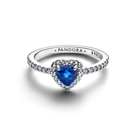 Pandora Sötétkék kiemelt szív ezüst gyűrű - 198421C09-50 Pandora Sötétkék kiemelt szív ezüst gyűrű - 198421C09-50