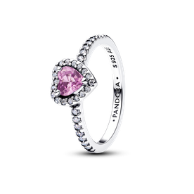 Pandora Halvány lila kiemelt szív ezüst gyűrű - 198421C12-48 Pandora Halvány lila kiemelt szív ezüst gyűrű - 198421C12-48