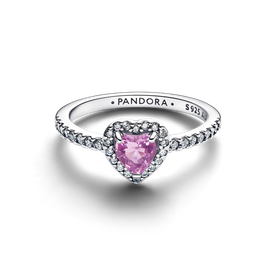 Pandora Halvány lila kiemelt szív ezüst gyűrű - 198421C12-48 Pandora Halvány lila kiemelt szív ezüst gyűrű - 198421C12-48