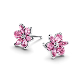 Pandora Szikrázó rózsaszín herbárium ezüst fülbevaló - 292633C02