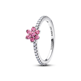Pandora Szikrázó rózsaszín virág ezüst gyűrű - 194499C02-48