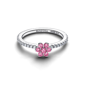 Pandora Szikrázó rózsaszín virág ezüst gyűrű - 194499C02-48