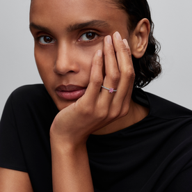 Pandora Szikrázó rózsaszín virág ezüst gyűrű - 194499C02-48