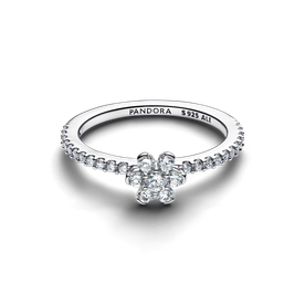 Pandora Szikrázó áttetsző virág ezüst gyűrű - 194499C01-48