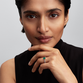 Pandora Szikrázó négyszögletes zöld ezüst gyűrű - 194506C01-48