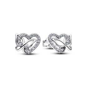 Pandora Összefonódó szív és pillangó ezüst fülbevaló - 294476C01