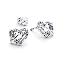 Pandora Összefonódó szív és pillangó ezüst fülbevaló - 294476C01