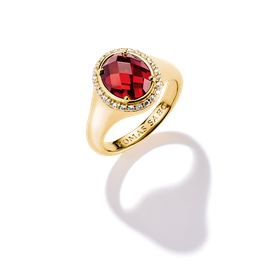 Thomas Sabo Arannyal bevont ezüst gyűrű piros kővel - TR2507-414-10-52