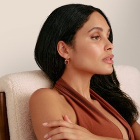 Thomas Sabo Arannyal bevont ezüst fülbevaló nyolcszögletű piros kővel - H2338-414-10