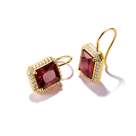 Thomas Sabo Arannyal bevont ezüst fülbevaló nyolcszögletű piros kővel - H2338-414-10