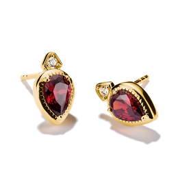 Thomas Sabo Arannyal bevont ezüst fülbevaló csepp alakú piros kővel - H2333-414-10