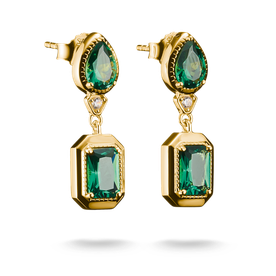 Thomas Sabo Arannyal bevont ezüst fülbevaló csepp alakú zöld kövekkel - H2334-971-6