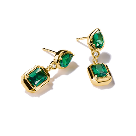 Thomas Sabo Arannyal bevont ezüst fülbevaló csepp alakú zöld kövekkel - H2334-971-6