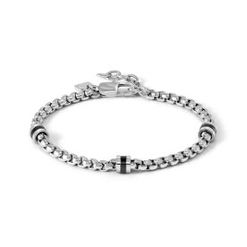 Nomination Manvision férfi acél karkötő fekete díszekkel - 133021-015