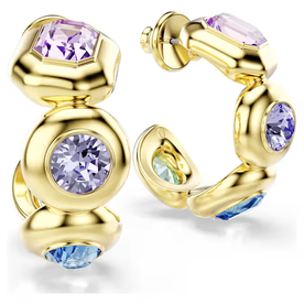 Swarovski Gema arany színű karika fülbevaló színes kristályokkal - 5737444