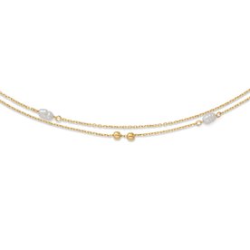 Jackie Gold Constantia 14K arany dupla soros nyaklánc tenyésztett gyönggyel - JKN26-607