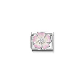 Nomination Halvány rózsaszín virág ezüst charm - 330321-17