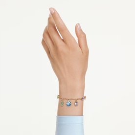Swarovski Gema arany színű karkötő függő színes kristályokkal - 5737442
