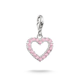 Thomas Sabo Rózsaszín cirkóniával kirakott szív ezüst charm - 2241-051-9
