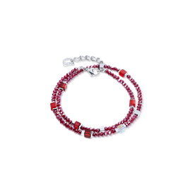Coeur de Lion Joyful bordó-ezüst dupla soros karkötő - 4460/30-0317