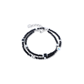 Coeur de Lion Joyful fekete-ezüst dupla soros karkötő - 4460/30-1317