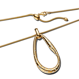 Pandora Shine nyaklánc organikus formájú nagy medállal - 364667C01-90 Pandora Shine nyaklánc organikus formájú nagy medállal - 364667C01-90