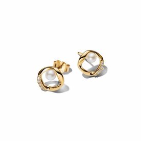 Pandora Organikus formájú pávé kör és tenyésztett gyöngy shine fülbevaló - 264662C01 Pandora Organikus formájú pávé kör és tenyésztett gyöngy shine fülbevaló - 264662C01