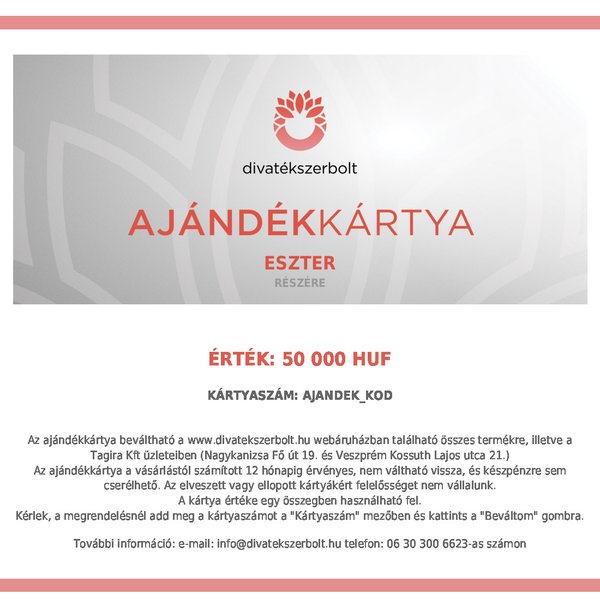 Normál ajándékkártya