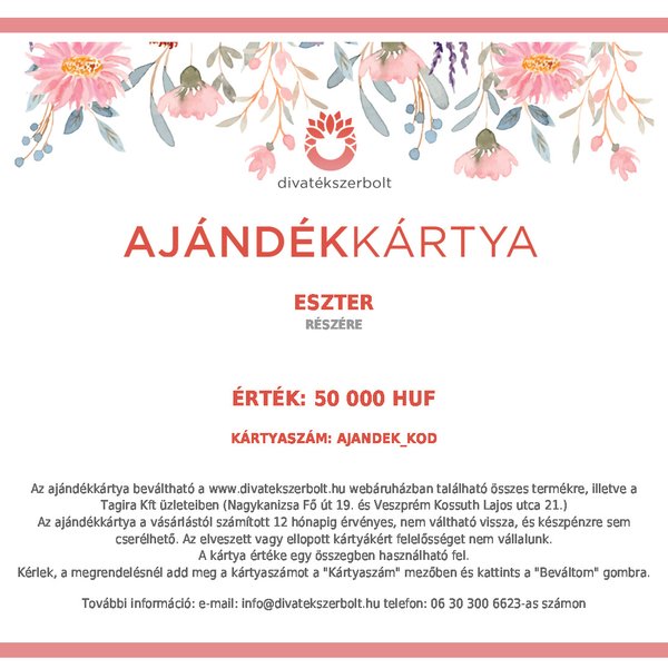 Virágos ajándékkártya