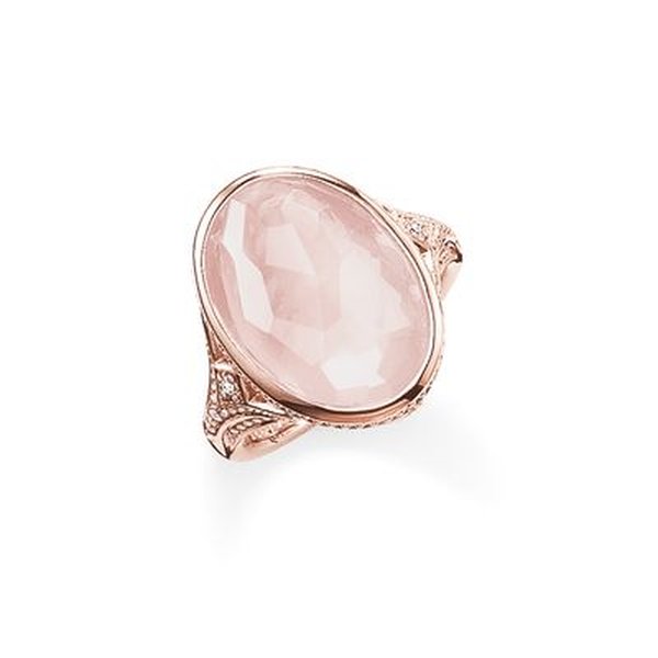Thomas Sabo Lótusz 18K rosé arannyal bevont ezüst gyűrű rózsakvarccal cirkóniával TR2040-537-9-54