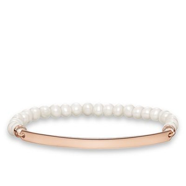 Thomas Sabo Tenyésztett gyöngy karkötő 18K rosé arannyal bevont ezüst lappal LBA0001-428-14-L17.5