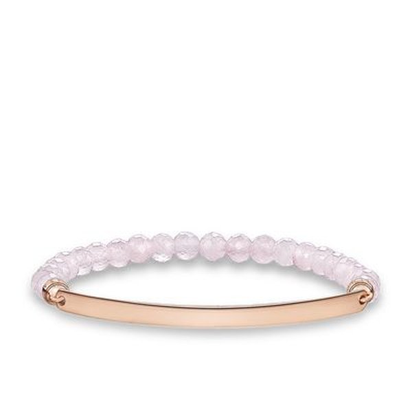Thomas Sabo Rózsakvarc karkötő 18K rosé arannyal bevont ezüst lappal 