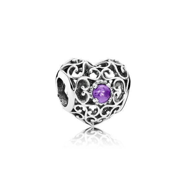 Pandora ékszer Születésköves szív február ezüst charm 791784SAM
