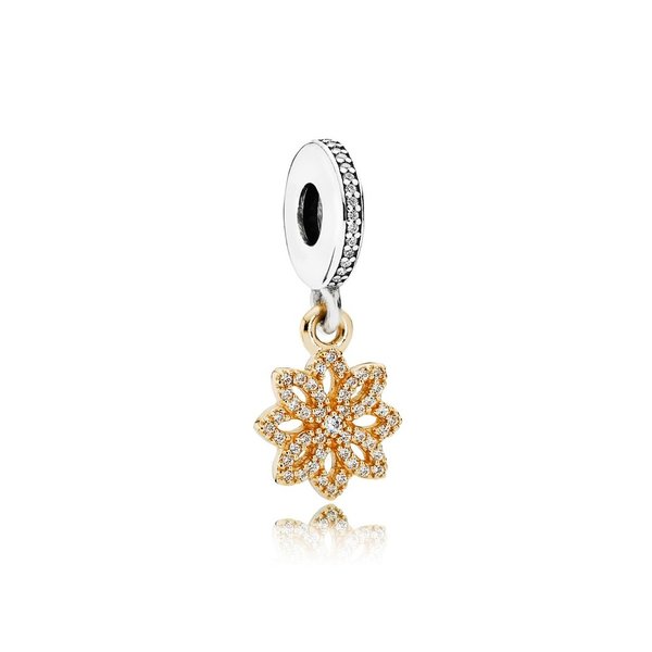 Pandora ékszer Csipkevirág függő 14K arany ezüst charm  791757CZ