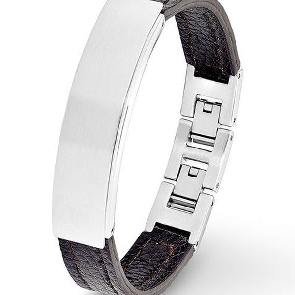 s.Oliver Férfi barna bőr karkötő nemesacél rátéttel SO1285