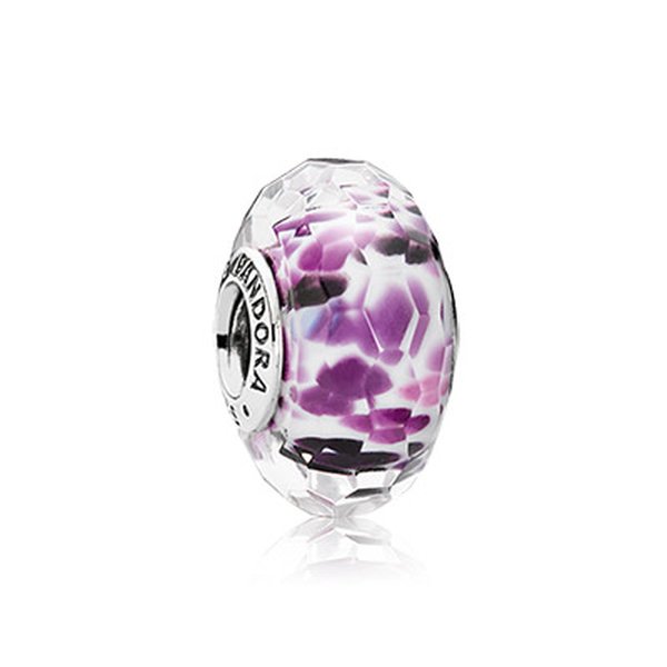 Pandora ékszer Rózsaszín batikmintás fazettált muránói üveg charm 791608