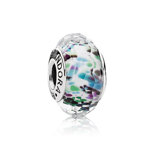 Pandora ékszer Zöld batikmintás fazettált muránói üveg charm 791610